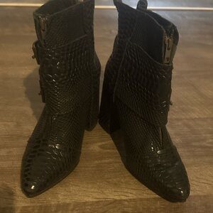 Freebird by Steven Black Snakeskin Pointed Ankle Boots